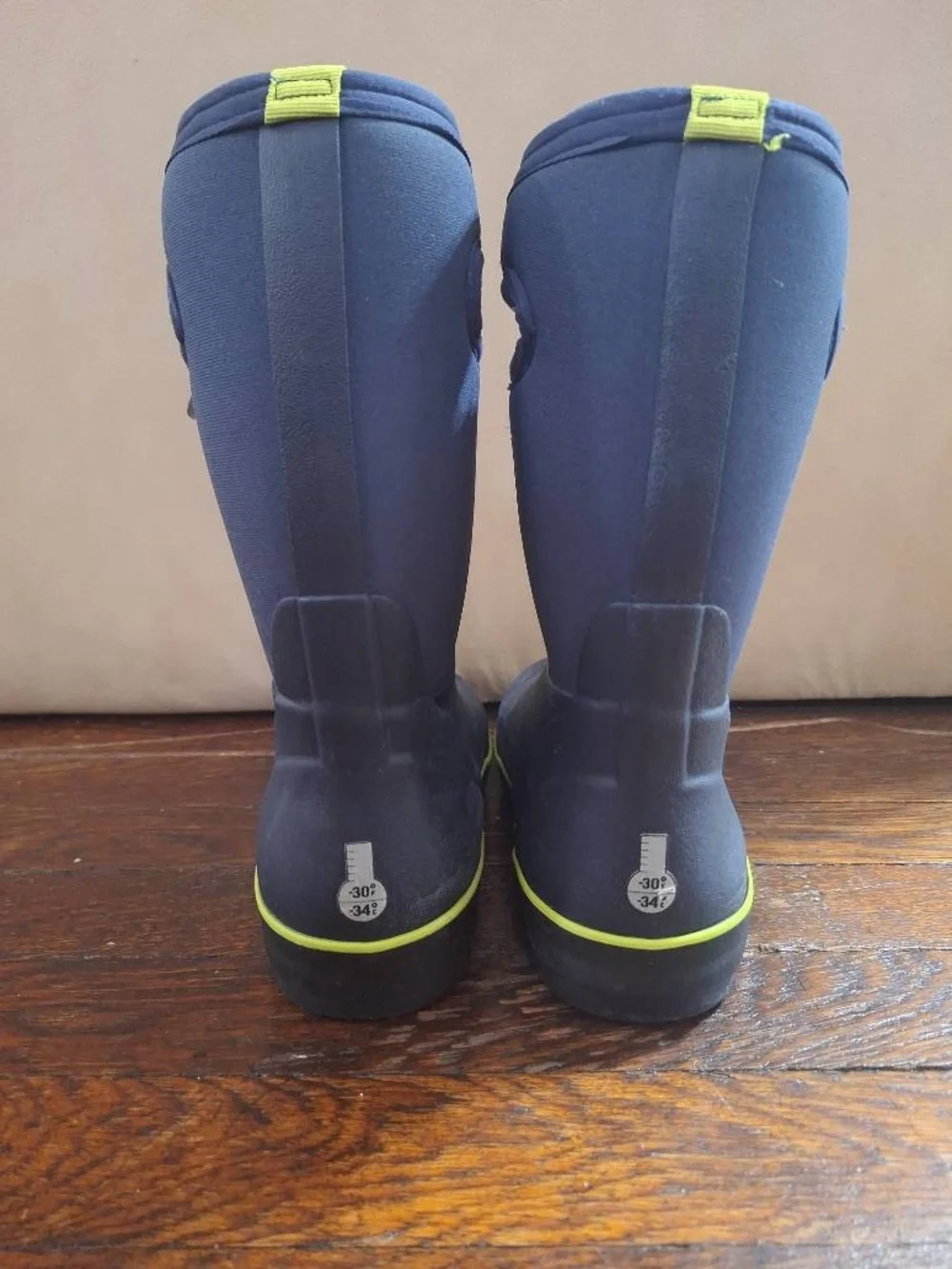 Bogs Navy Pull-On Rain Boots Unisex Kids US 2 Youth Mid-Calf Rubber Round Toe
